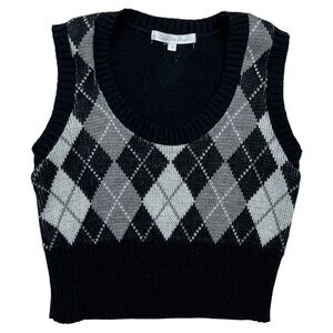 Vintage Charlotte Russe Cropped Argyle Sweater Vest